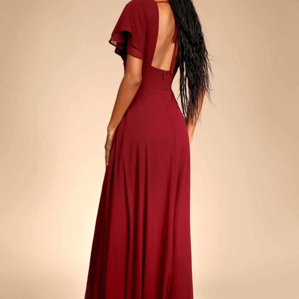Lulu’s “Promise Of Love” Flutter Sleeve Maxi Dress NWT